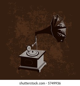 gramófono - fondo pardo - ilustración vectorial
