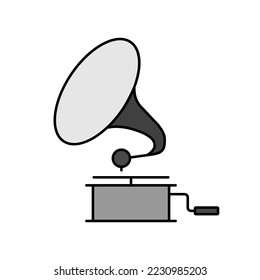 Gramophone color vector grayscale icon. Music sign. Graph symbol for music and sound web site and apps design, logo, app, UI