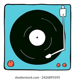gramophone colored illustration hand drawn vector