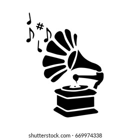 gramophone departing notes silhouette
