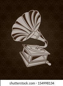gramophone design over black background vector illustration 