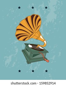 gramophone design over black background vector illustration 