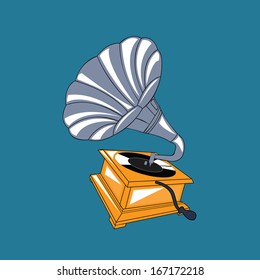 gramophone design over blue background vector illustration  