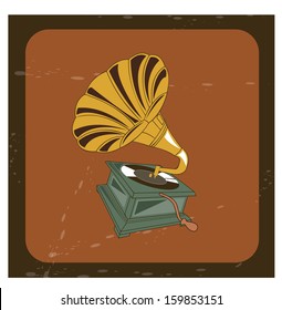 gramophone design over brick color  background vector illustration 