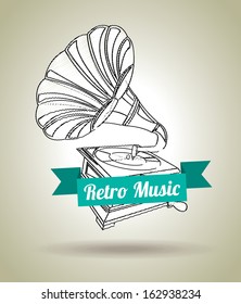 gramophone design over gray background vector illustration 