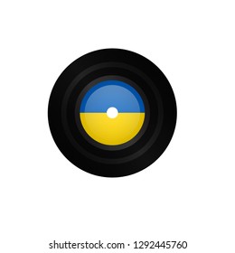 gramophone disc and ukraine flag