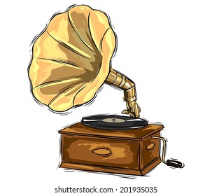 gramophone drawing