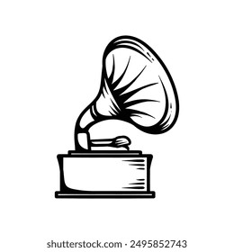 gramophone drawing coloring line art style sketch classic vintage design illustration