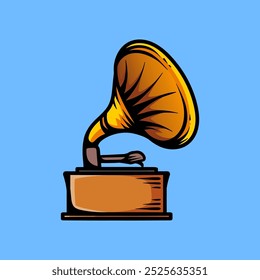 gramophone drawing coloring line art style sketch classic vintage design illustration