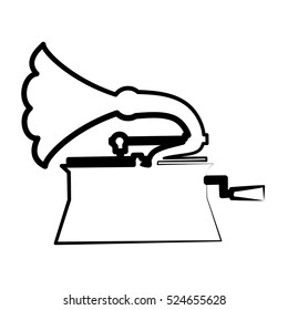 gramophone drawing isolated icon vector illustration design