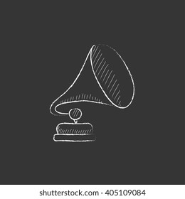 Gramophone. Drawn in chalk icon.