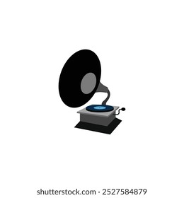 Gramophone - Free music icons. Gramophone vector, available in two colors. A gramophone is an old type of record player. Classical Gramophone. Antique. 90s.