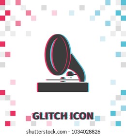 Gramophone  glitch effect vector icon.