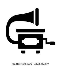 gramophone glyph icon illustration vector graphic. Simple element illustration vector graphic, suitable for app, websites, and presentations isolated on white background