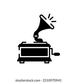 Gramophone Glyph Icon, Vector illustration
