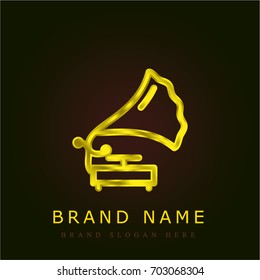 Gramophone golden metallic logo