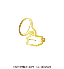 gramophone in golden vector icon on a white background