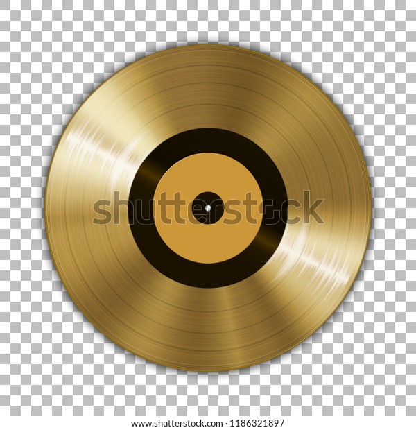 チェッカーの背景にグラモフォン金色のビニルlpレコードテンプレート ベクターイラスト のベクター画像素材 ロイヤリティフリー