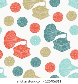 gramophone hand drawn seamless