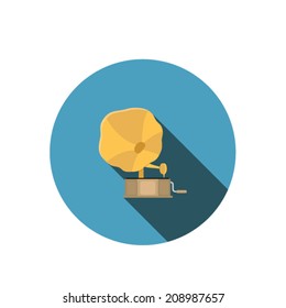 Gramophone horn,Flat style with long shadows 