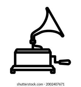 Gramophone Icon. Bold outline design with editable stroke width. Vector Illustration.