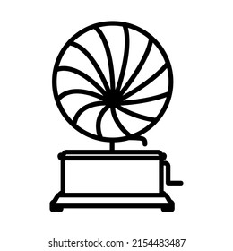 Gramophone Icon. Bold outline design with editable stroke width. Vector Illustration.