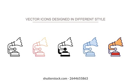 Design de ícone de gramofone com ilustração de estoque de fundo branco