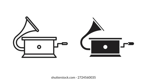Icono de gramófono en estilo doodle y stroke.