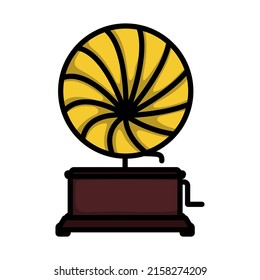 Gramophone Icon. Editable Bold Outline With Color Fill Design. Vector Illustration.