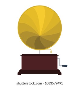 Gramophone icon. Flat color design. Vector illustration.