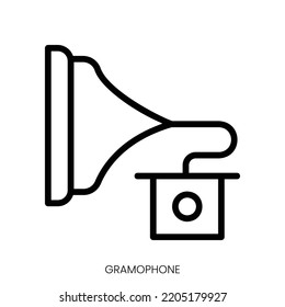 gramophone icon. Line Art Style Design Isolated On White Background