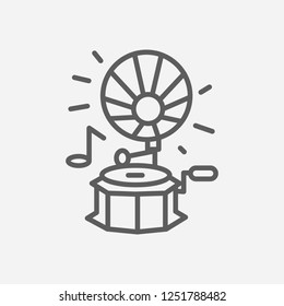 Gramophone icon line symbol. Isolated vector illustration of  icon sign concept for your web site mobile app logo UI design.