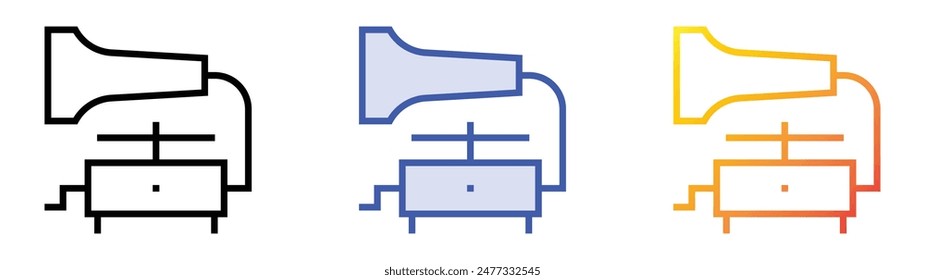 gramophone icon. Linear, Blue Fill and Gradient Style Design Isolated On White Background