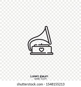 Gramophone icon in linear style.