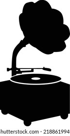gramophone icon on white background. old gramophone silhouette. flat style. 