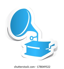Gramophone Icon with Paper Design.