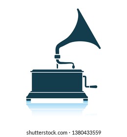 Gramophone icon. Shadow reflection design. Vector illustration.
