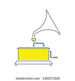 Gramophone icon. Thin line design. Vector illustration.