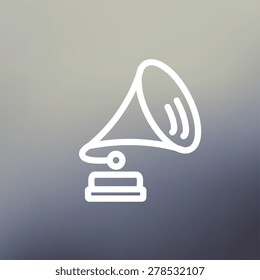 Gramophone icon thin line for web and mobile, modern minimalistic flat design. Vector white icon on gradient mesh background.