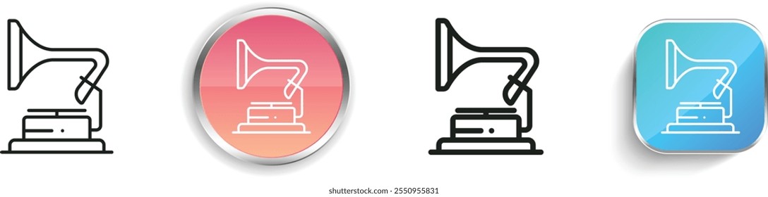 gramophone icon. Thin Linear, Regular and Button Style Design Isolated On White Background