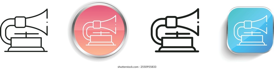 gramophone icon. Thin Linear, Regular and Button Style Design Isolated On White Background