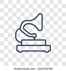 Gramophone icon. Trendy linear Gramophone logo concept on transparent background from Museum collection