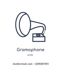 gramophone icon from united states outline collection. Thin line gramophone icon isolated on white background.