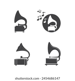Gramophone icon vector flat design eps 10