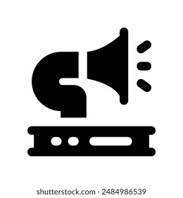 Grammophon-Symbol. Vektorgrafik-Glyphensymbol für Website, Handy, Präsentation und Logo-Design.