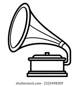 Gramophone Icon Vector Illustration Isolated for Kids Fun Coloring Book.