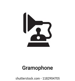 Gramophone icon vector isolated on white background, logo concept of Gramophone sign on transparent background, filled black symbol