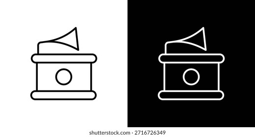 Gramophone icons black and white vector, line icon set.
