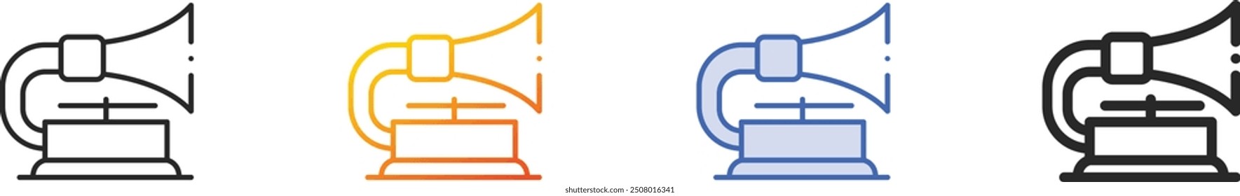 gramophone icon.Thin Linear, Gradient, Blue Stroke and bold Style Design Isolated On White Background