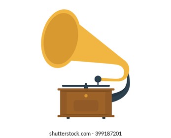 Gramophone Illustration - Flat Icon